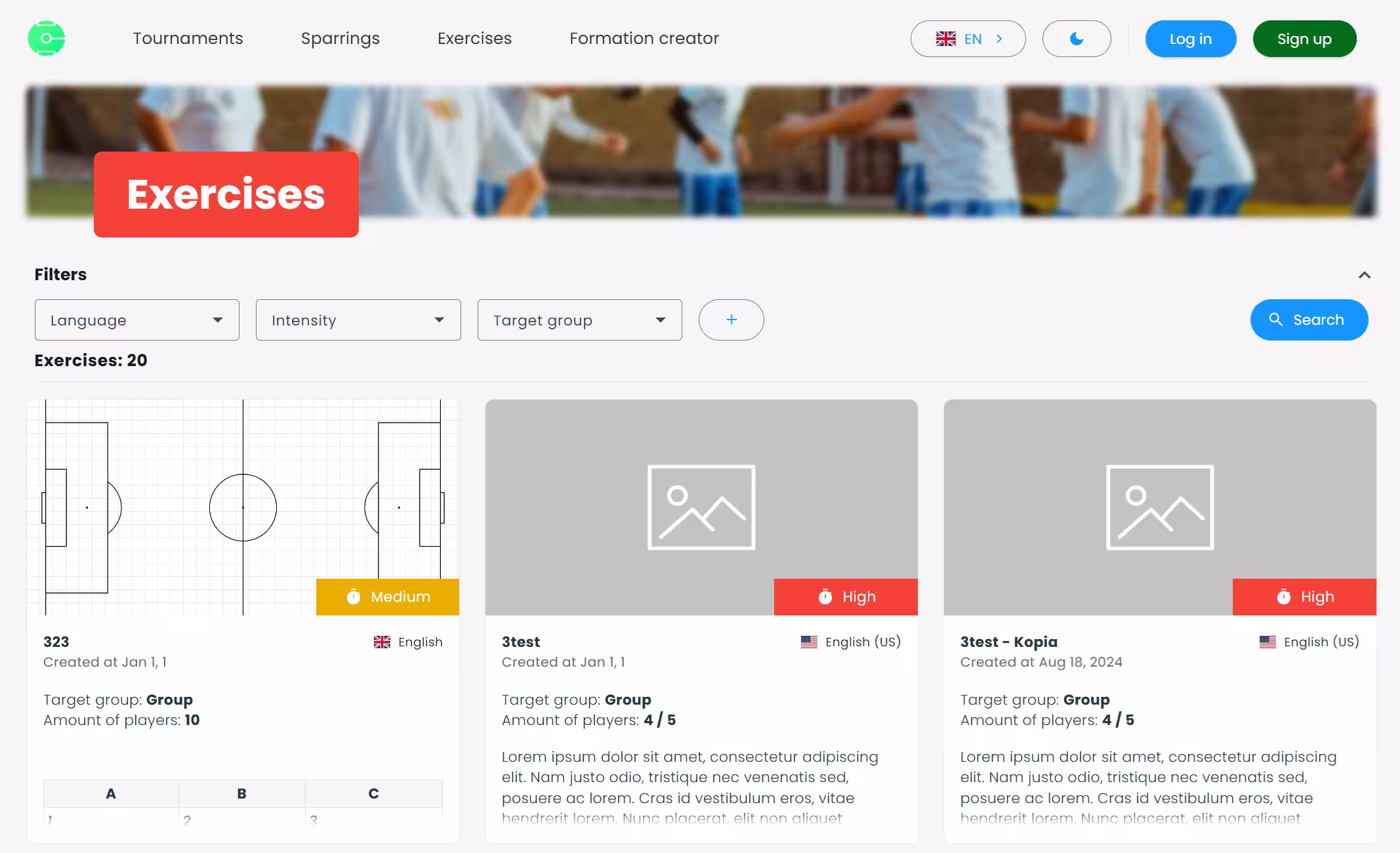 Exercises public database